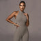 Women's Sleeveless Fitted Halter Jumpsuit - Sexy Autumn Winter Design