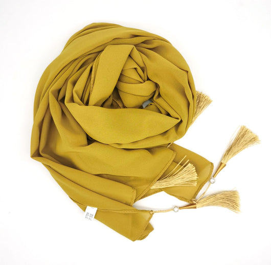 Hijab Elegante con Borlas en las Cuatro Esquinas - Image 5