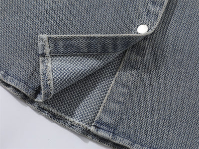 Camisa Denim Blanca Desgastada Estilo Urbano Punk para Hombre - Image 8