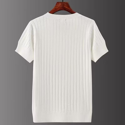 Camiseta de Punto Cuello V Manga Corta para Hombre - Image 3