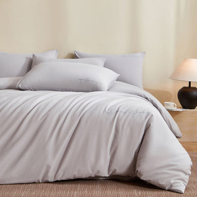 Juego de Cama de Algodón Grueso con Bordado Minimalista - 4 Piezas - Image 6