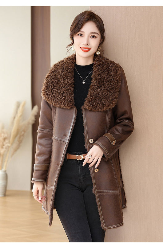 Abrigo de Invierno Largo en Terciopelo Mink para Mujer - Image 11