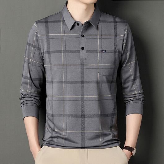 Polo Casual de Rayas Manga Larga para Hombre - Otoño - Image 2