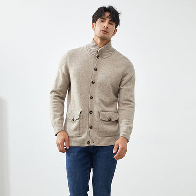 Cardigan de Cashmere Tejido Casual Manga Larga para Hombre - Image 2