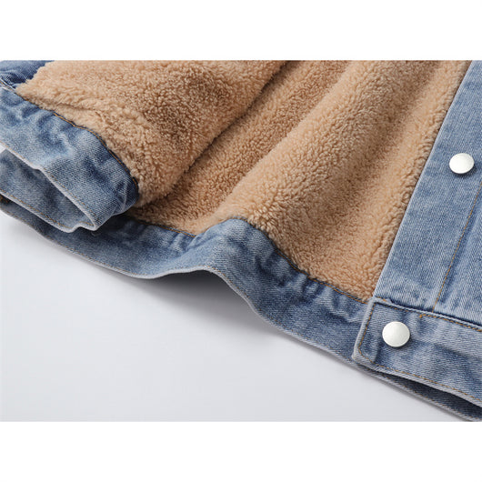 Chaqueta Denim con Forro de Lana de Cordero y Costuras Sueltas - Image 4