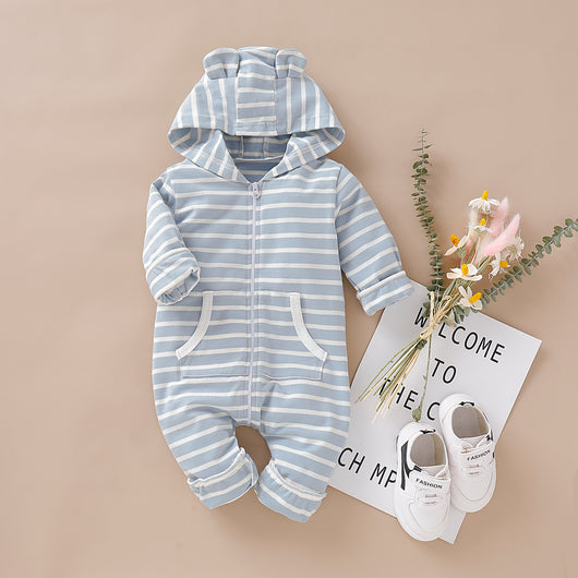 Jumpsuit de Algodón a Rayas Azul - Image 10