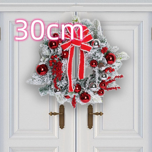 Corona Navideña Exterior con Efecto Nieve - Decoración Puerta Ratán Flocking - Image 22