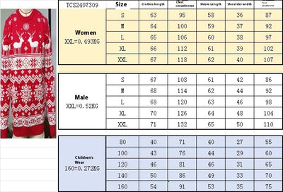 Women's black, red, and white Christmas sweater with reindeer and snowflake fair isle patterns, round neck, long sleeves. - Image 8