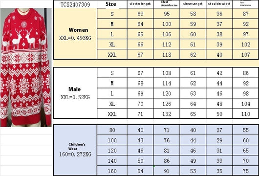 Women's black, red, and white Christmas sweater with reindeer and snowflake fair isle patterns, round neck, long sleeves. - Image 8