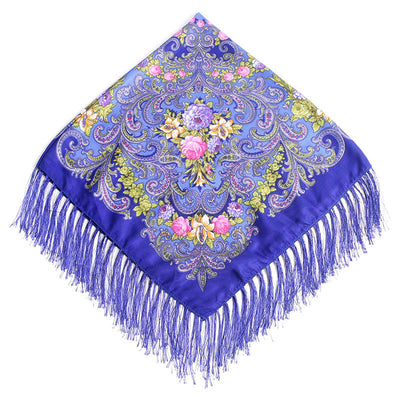Pañuelo Cuadrado de Algodón y Lino con Flecos Estampado - Image 10