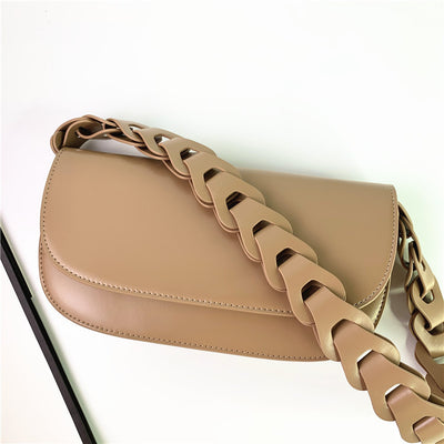 Bolso Bandolera Tejido de Cuero Genuino Estilo Baguette - Image 5