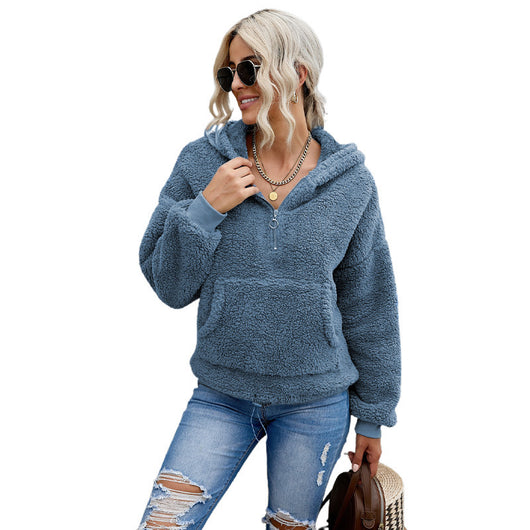 Chaqueta de Mujer Otoño Invierno Colores Sólidos con Cierre - Image 9