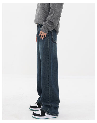 Pantalones Vaqueros Retro Azul Degradado Cintura Alta Rectos Casuales para Mujer - Image 14