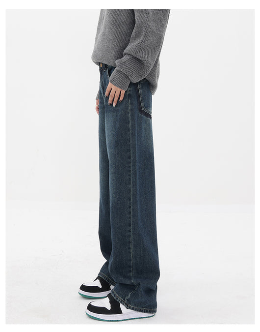 Pantalones Vaqueros Retro Azul Degradado Cintura Alta Rectos Casuales para Mujer - Image 14