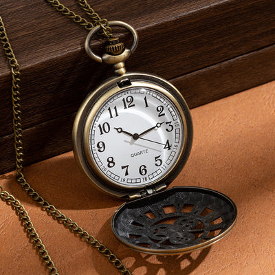 Reloj de Bolsillo Mecánico Clásico Bronce con Diseño Calado - Image 3