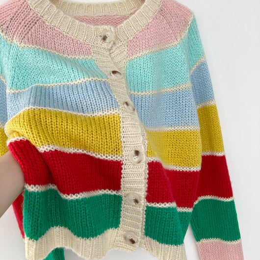 Suéter Tejido a Rayas de Colores para Otoño e Invierno - Image 9