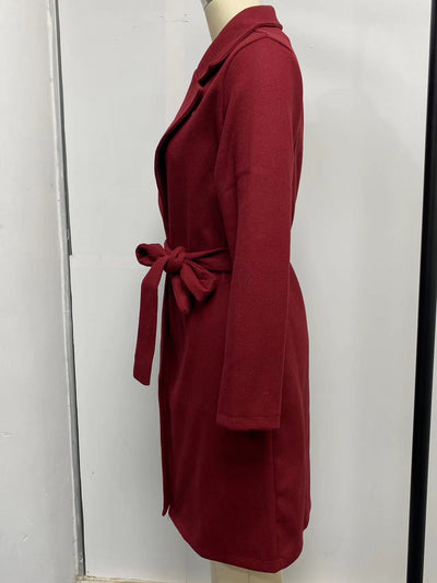 Abrigo de Lana para Mujer Cuello Polo Manga Larga Color Sólido Otoño Invierno - Image 33