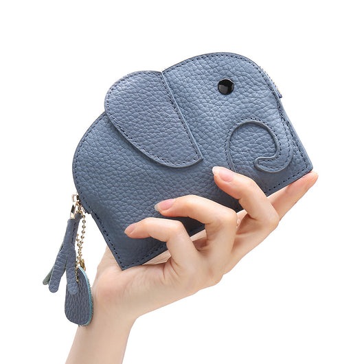 Monedero de Cuero Genuino Elefante Lindo - Cartera Mini Creativa