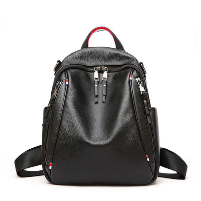 Mochila de Viaje de Cuero Genuino con Doble Cierre y Gran Capacidad - Image 2