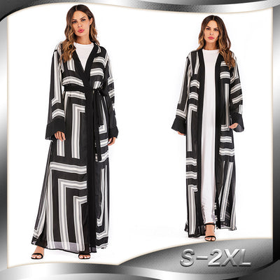 Cardigan Robe Holgado con Encaje Estilo Musulmán para Mujer