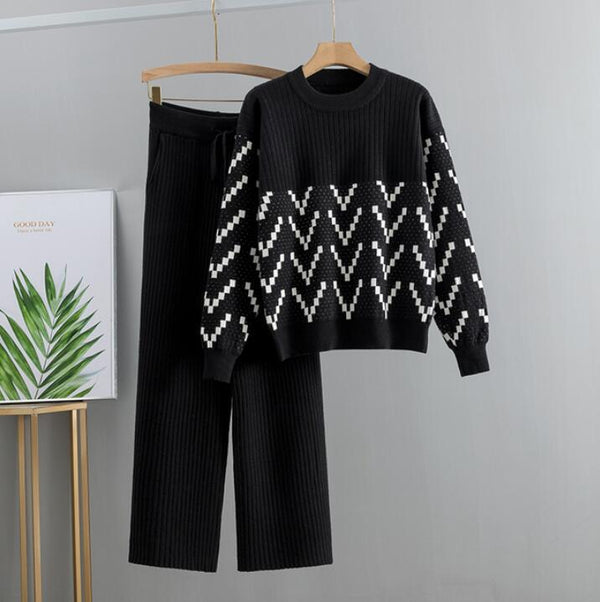 Conjunto Reductor de Pantalón Palazzo y Suéter Fashionable