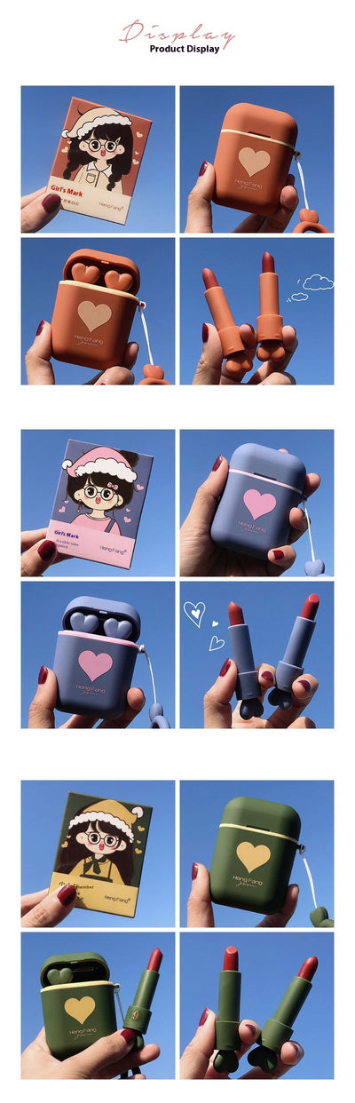 Estuche Portátil para Audífonos con Diseño Cartoon y Labial Mate - Image 16