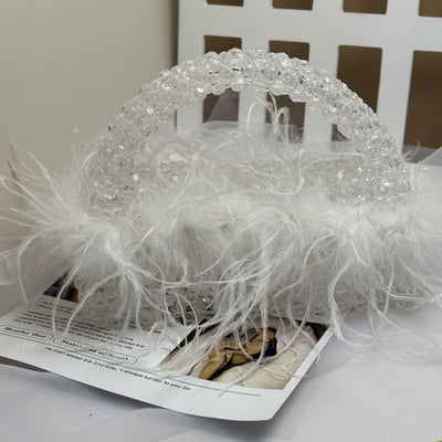 Bolso de Plumas de Avestruz Artesanal con Cuentas - Colección Otoño Invierno - Image 3