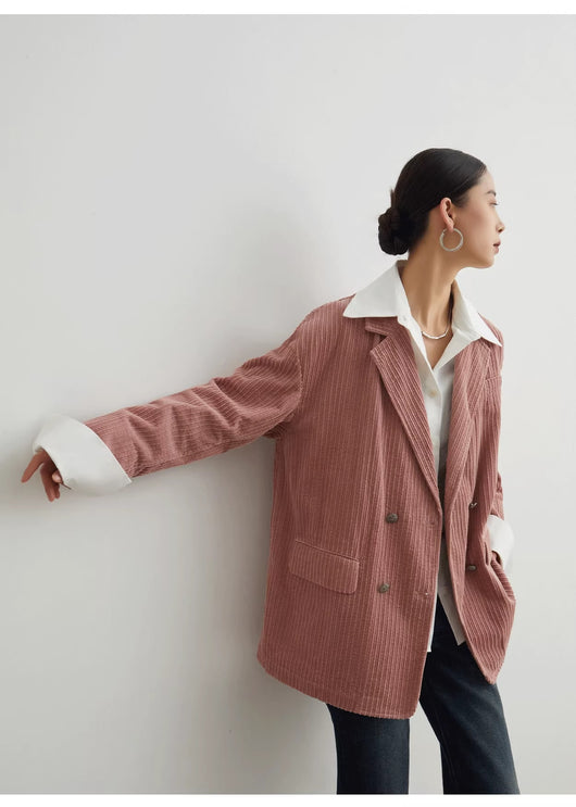 Blazer de Pana Doble Botonadura Oversized Estilo Coreano - Image 4