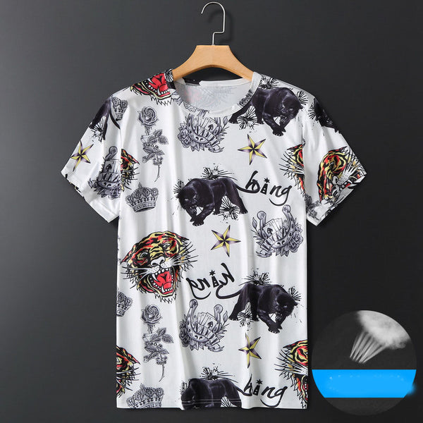 Camiseta Hombre Seda de Hielo Suelta Manga Corta Secado Rápido