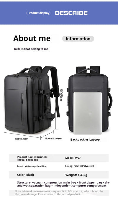 Mochila Empresarial Impermeable con Compresión al Vacío - Image 7