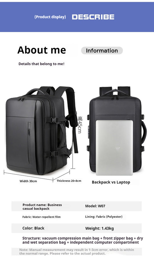 Mochila Empresarial Impermeable con Compresión al Vacío - Image 7