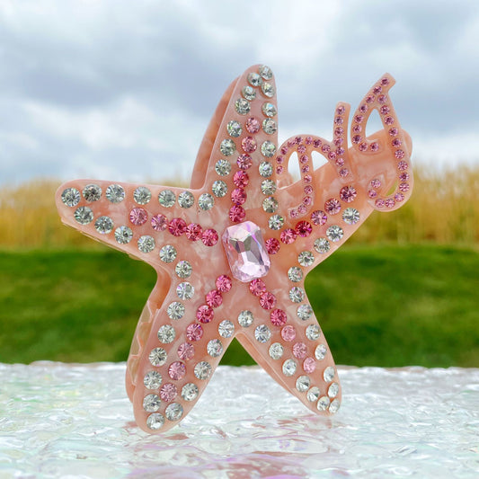 Pinza Acetato Lujo Estrella de Cinco Puntas con Incrustaciones de Diamantes