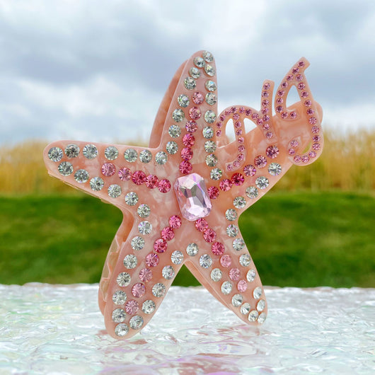 Pinza Acetato Lujo Estrella de Cinco Puntas con Incrustaciones de Diamantes
