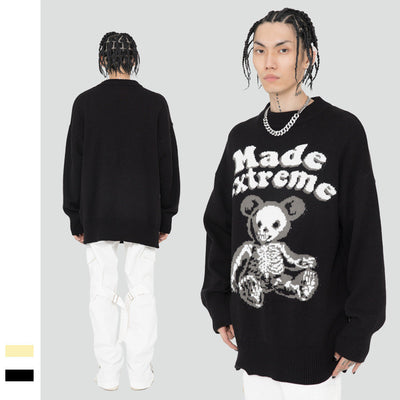 Suéter Holgado de Punto con Diseño Casual Realista de Oso - Image 10