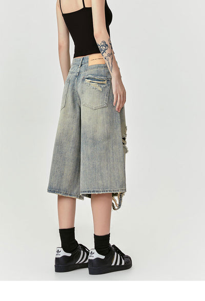 Pantalones Cortos Punk Rock Retro Americano Destructurados - Image 11