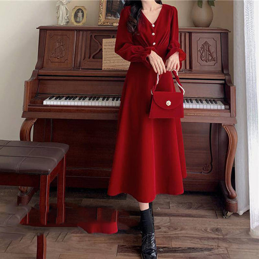 Vestido de Terciopelo Liso para Mujer - Elegancia y Comodidad - Image 5