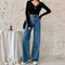Pantalones Vaqueros Anchos Versátiles para Otoño e Invierno
