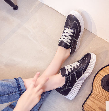 Zapatillas Blancas Plataforma Gruesa Estilo Coreano Mujer - Cuero Casual - Image 10