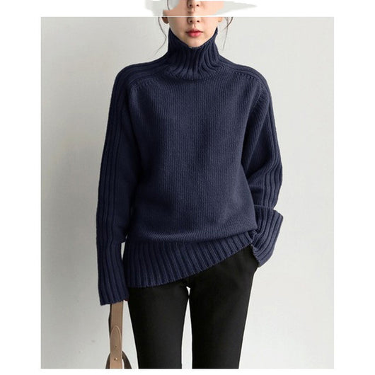 Suéter de Cuello Alto Tejido - Estilo Asiático Moderno - Image 5