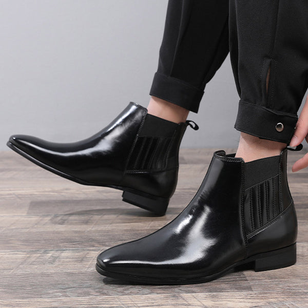 Botas Chelsea Puntiagudas Estilo Británico para Hombre - Zapatos Formales de Cuero
