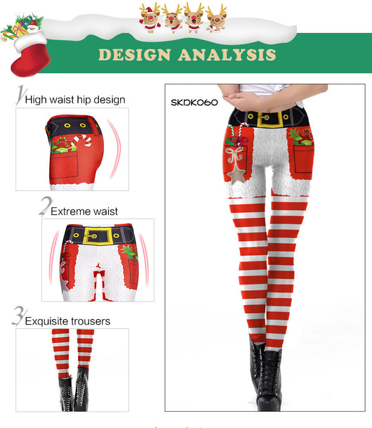 Leggings Ajustados con Estampado Digital Navideño para Mujer - Image 13