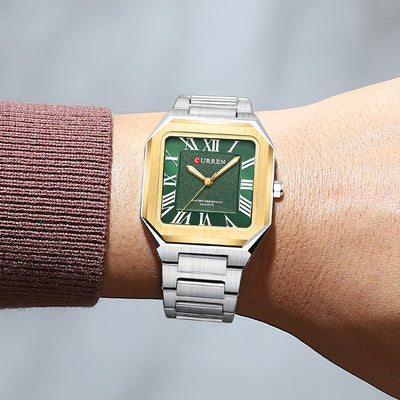 Reloj de Cuarzo Impermeable para Hombre con Números Romanos y Correa de Acero Inoxidable - Image 8