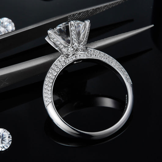 Anillo de Diamante Moissanita Chapado en Oro Blanco Plata S925 para Mujer - Image 5