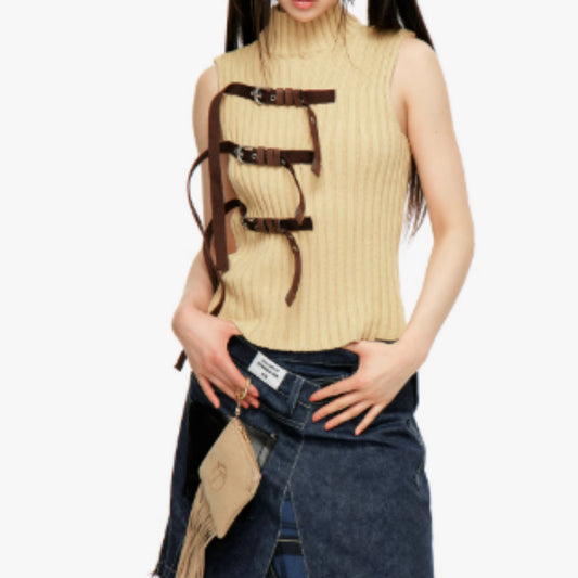 Falda Midi Twill con Flecos y Detalles Combinados - Image 2
