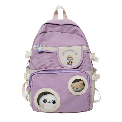 Mochila Escolar Harajuku Coreana Negra para Adolescentes