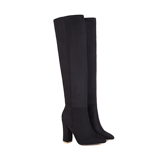 Botas de Gamuza hasta la Rodilla con Tacón Medio y Punta Redonda para Mujer - Image 4