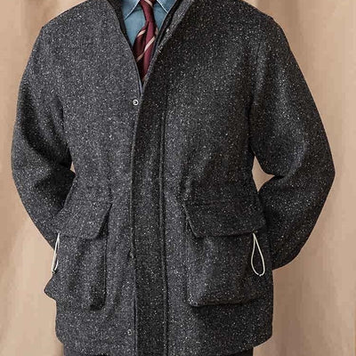 Chaqueta Casual Retro con Cuello Alto y Lunares en Lana