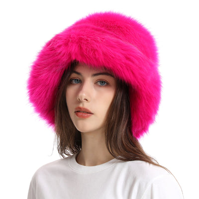 Gorro Pescador Mujer Ala Ancha Acolchado Cálido de Color Sólido - Image 19
