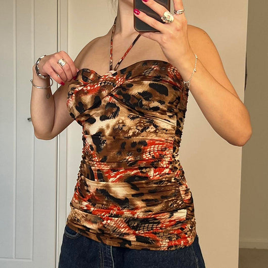 Chaleco Halter Retro Estampado Elegante y Sensual - Image 3