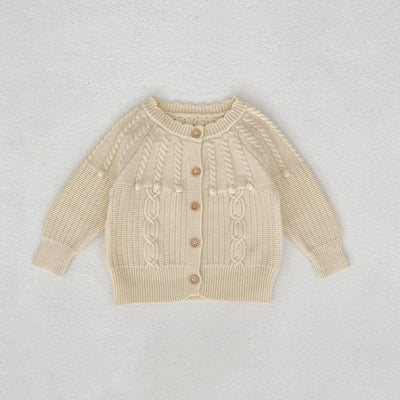 Conjunto de Dos Piezas: Enterizo Tejido con Bolas de Burbujas y Abrigo para Bebé Niña - Image 9